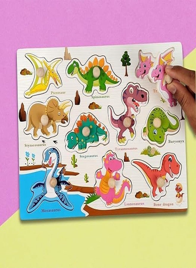 NEKSTY Wooden 10 Pieces Dinosaur Themed Pegged Knob Toy - Image 3